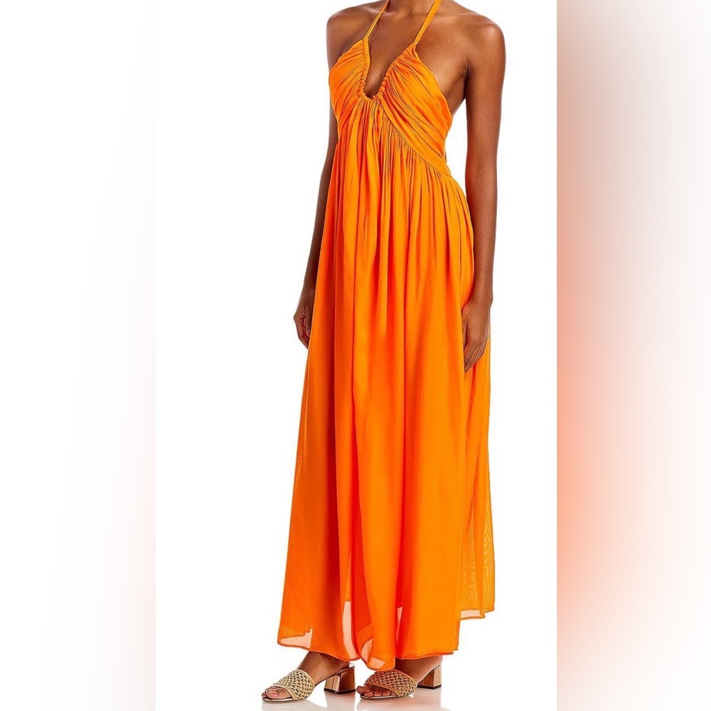 cult gaia Orange Halter Maxi Dress - Picture 1 of 6